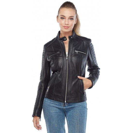 Abigail Womens Black Leather Jacket