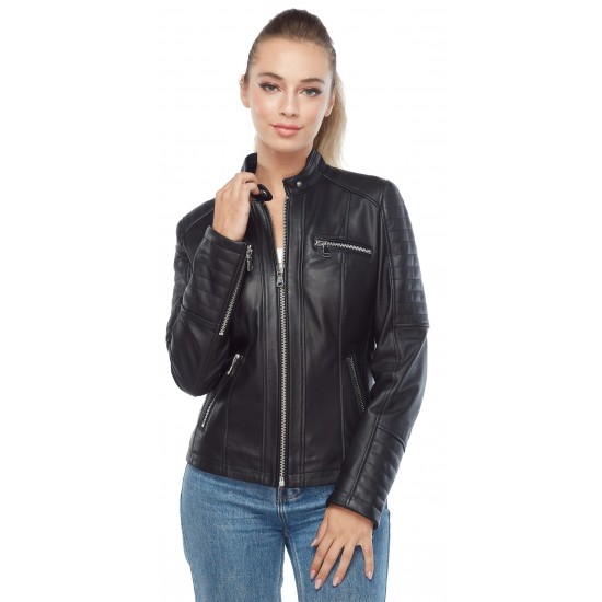 Abigail Womens Black Leather Jacket