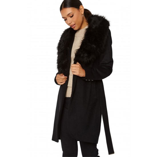 Adalyn Women Fur Black Coat
