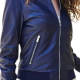 Adelaide Mya Blue Leather Bomber Jacket