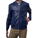 Alexander Blue Bomber Leather Jacket