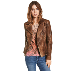 Aliana Milan Distressed Leather Jacket