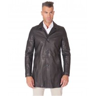 Anderson Black Leather Trench Coat