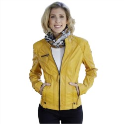 Andrea Callie Yellow Leather Jacket