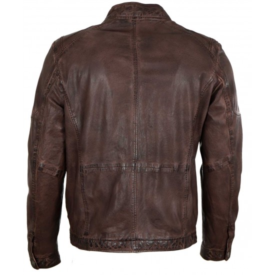 Andrew Men's Brown Cafe Racer Leather Jacket