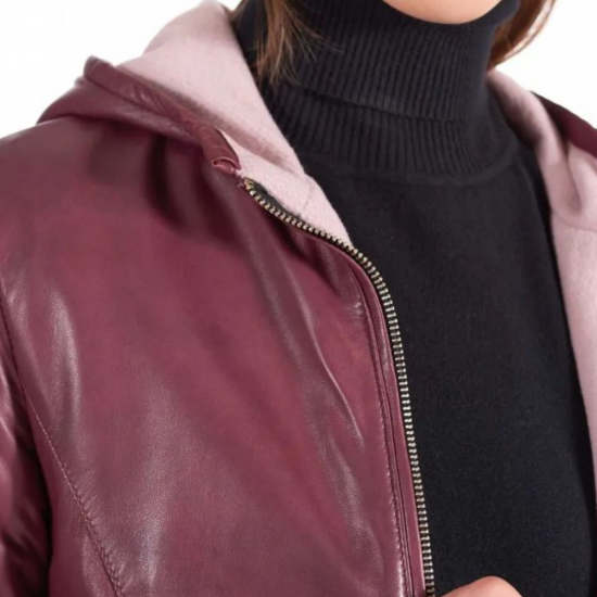 Angelina Juliet Hooded Leather Jacket