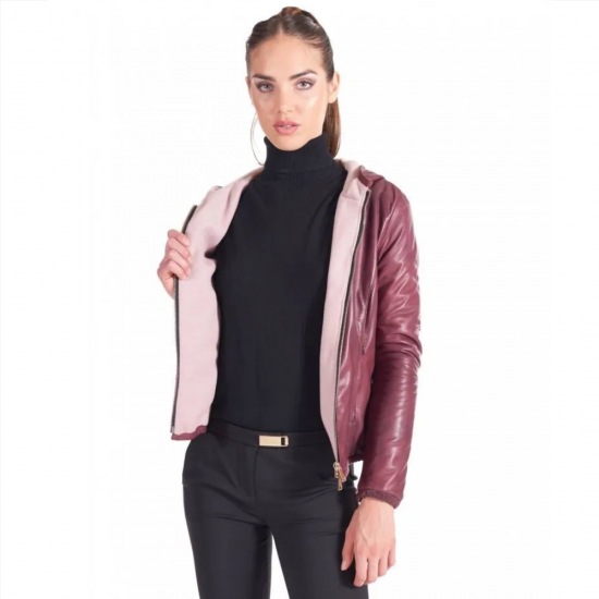 Angelina Juliet Hooded Leather Jacket
