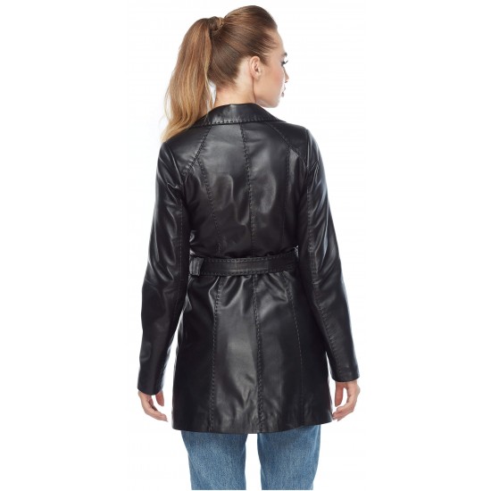 Ariana Belted Trench Leather Coat