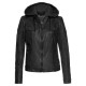 Ariana Black Leather Jacket With Hood