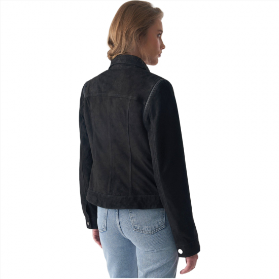 Arianna Black Suede Leather Jacket