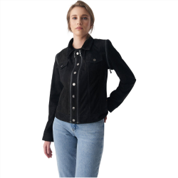 Arianna Black Suede Leather Jacket