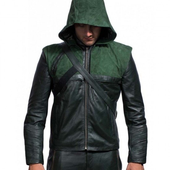 Arrow Stephen Amell Green Leather Jacket
