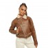Autumn Ruby Brown Fur Collar Leather Jacket