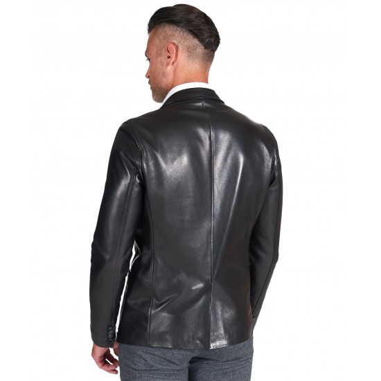 Beckett Black Leather Blazer