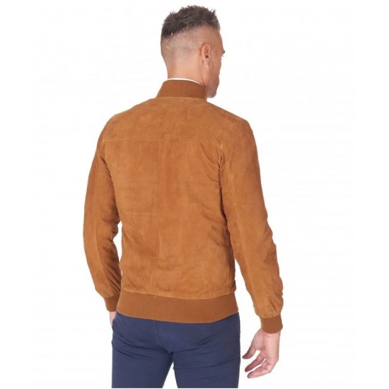 Cameron Brown Suede Leather Bomber Jacket