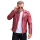 Cameron Red Leather Biker Jacket