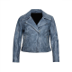 Carolina Briar Blue Biker Leather Jacket