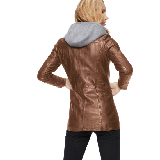 Catalina Faith Brown Leather Coat