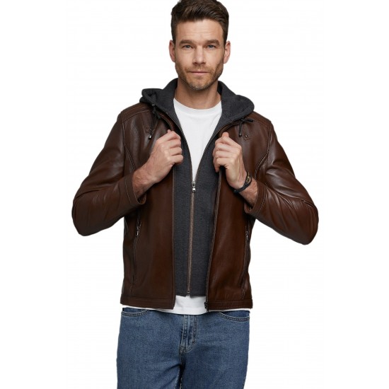 Charlie Classic Hooded Leather Jacket