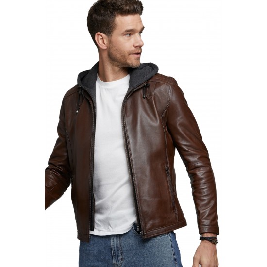 Charlie Classic Hooded Leather Jacket