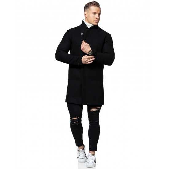David Joseph Mid-length Black Wool Coat
