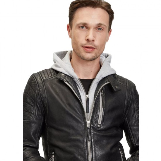 Daxton Black Quilted Hooded Jacket