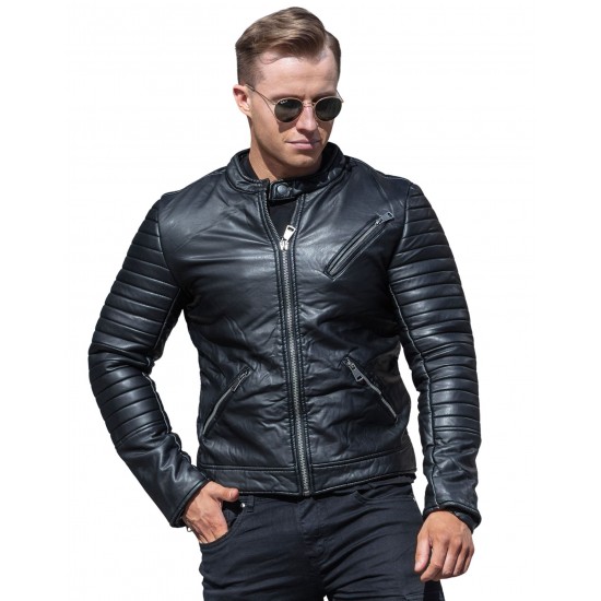 Declan Black Biker Leather Jacket