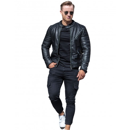Declan Black Biker Leather Jacket
