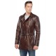 Desmond Brown Leather Belted Trench Coat