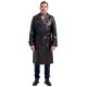 Dominick Black Leather Trench Coat