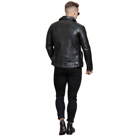 Dylan Black Biker Leather Jacket
