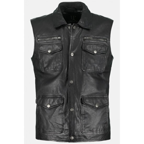 Dylan Black Leather Vest For Men