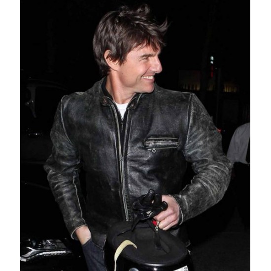 Edge Of Tomorrow Tom Cruise Distressed Black Leather Jacket