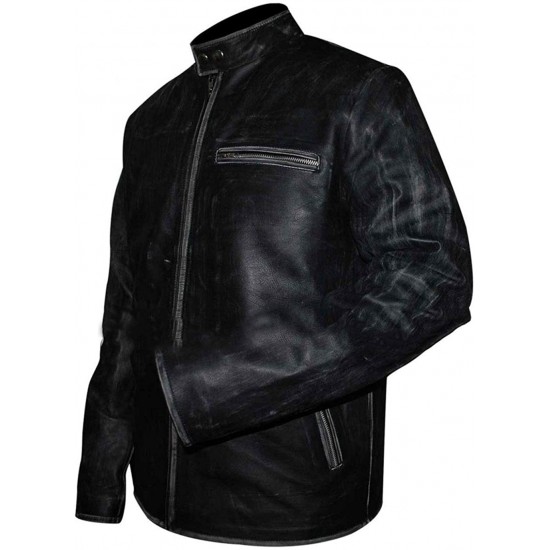 Edge Of Tomorrow Tom Cruise Distressed Black Leather Jacket