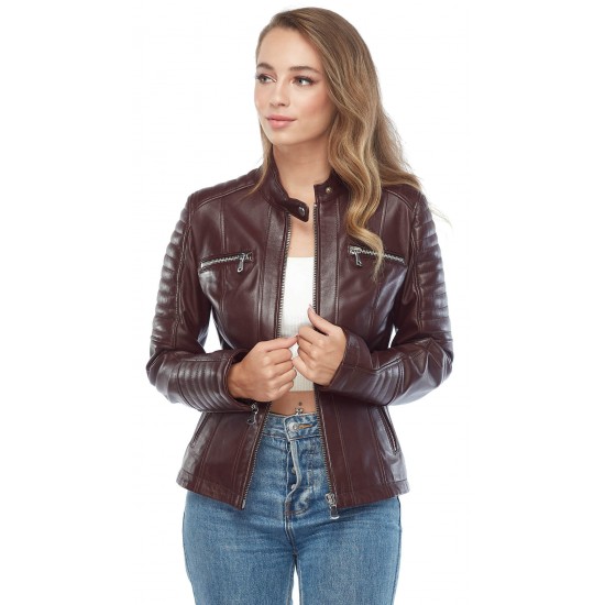 Elizabeth Dark Brown Women's Leather Jacket