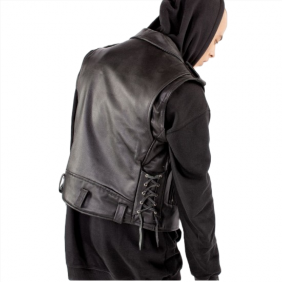 Emiliano Black Genuine Leather Vest