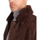Fernando Brown Fur Collar Suede Coat