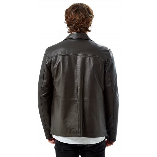 George Men's Black Leather Jacket