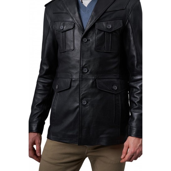 George Men's Classic Leather Jacket