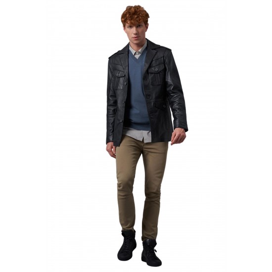 George Men's Classic Leather Jacket