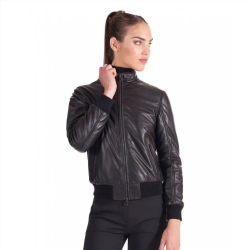 Everleigh Iris Black Hooded Leather Jacket
