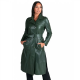 Gracelynn Green Leather Trench Coat