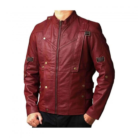 Guardians Of Galaxy Star Lord Maroon Leather Jacket