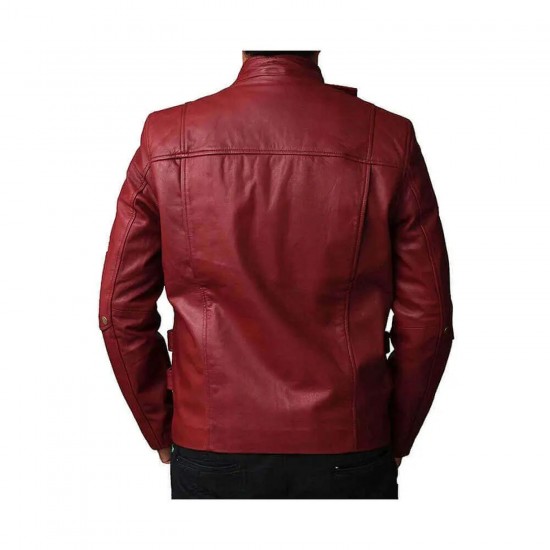 Guardians Of Galaxy Star Lord Maroon Leather Jacket