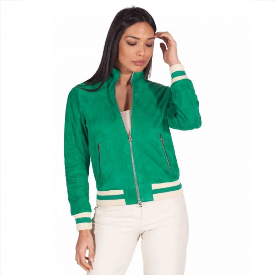 Haven Jocelyn Green Leather Jacket For Women
