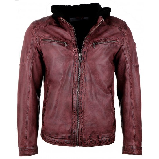 Hunter Silas Red Vintage Leather Jacket