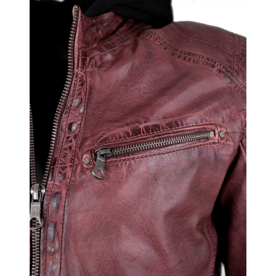 Hunter Silas Red Vintage Leather Jacket