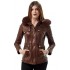 Isabelle Brown Fur Collar Hooded Leather Jacket
