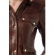 Isabelle Brown Fur Collar Hooded Leather Jacket