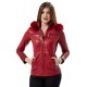 Isabelle Red Fur Collar Hooded Leather Jacket